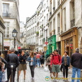 A busy rue des Rosiers
